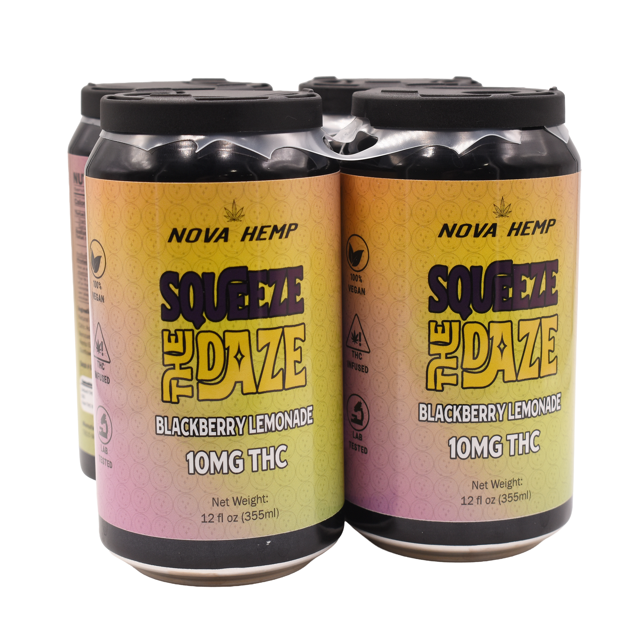Squeeze The Daze Lemonade blackberry THC lemonade 10mg four pack by NOVA Hemp