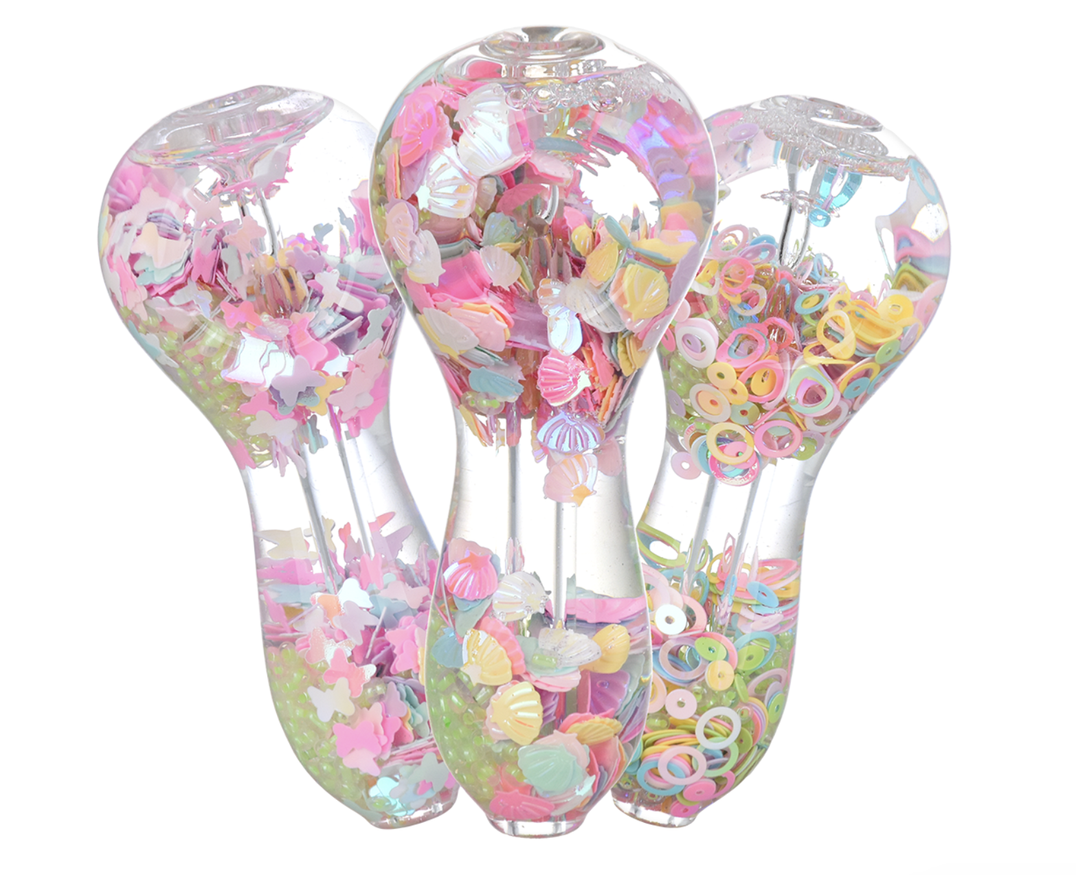 Pastel Paradise Glow Beads Glycerin Glass Spoon Pipe