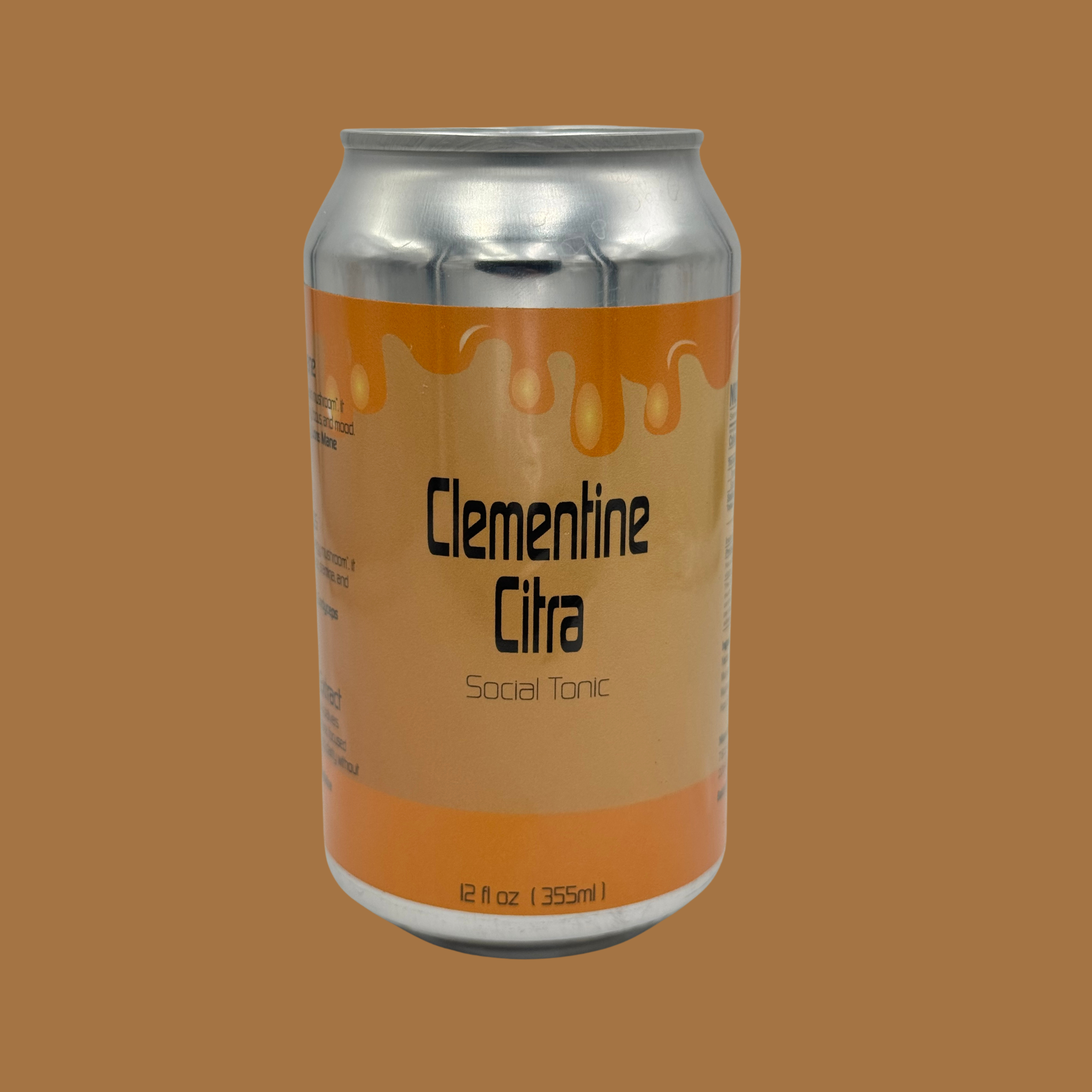 a photo of a 12 oz can of nova hemps clementine Citra functional mushroom beverages