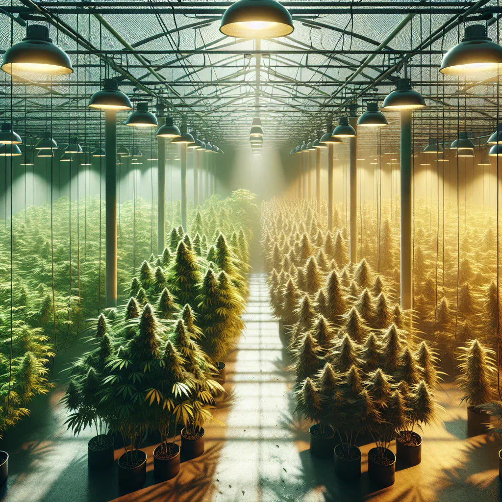 An image of a large expanse of greenhouse THCa flower.