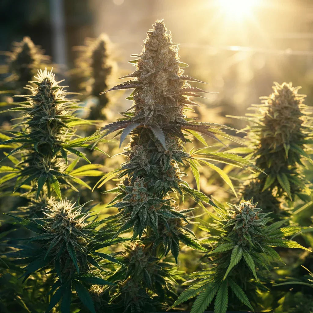 An image of a sunny field of high THCa flower.
