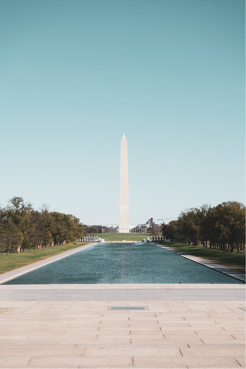 washington, monument, reflection, pool, grass