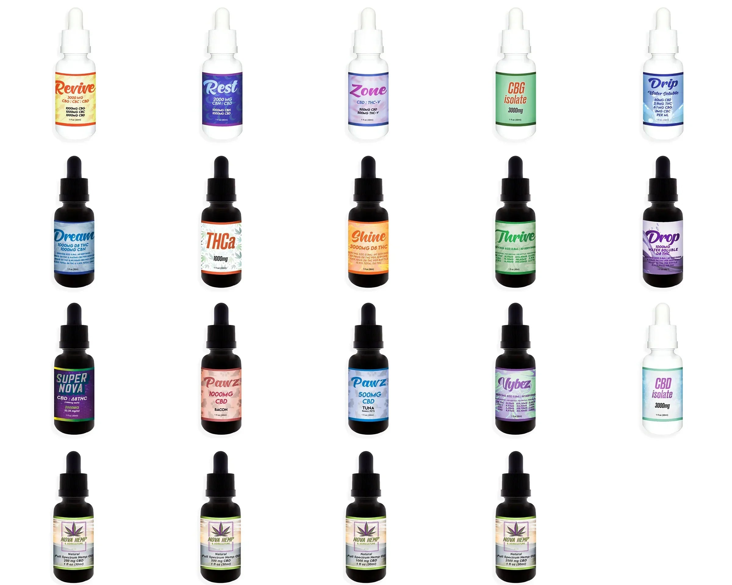 thc tinctures, cbd tinctures, nova hemp