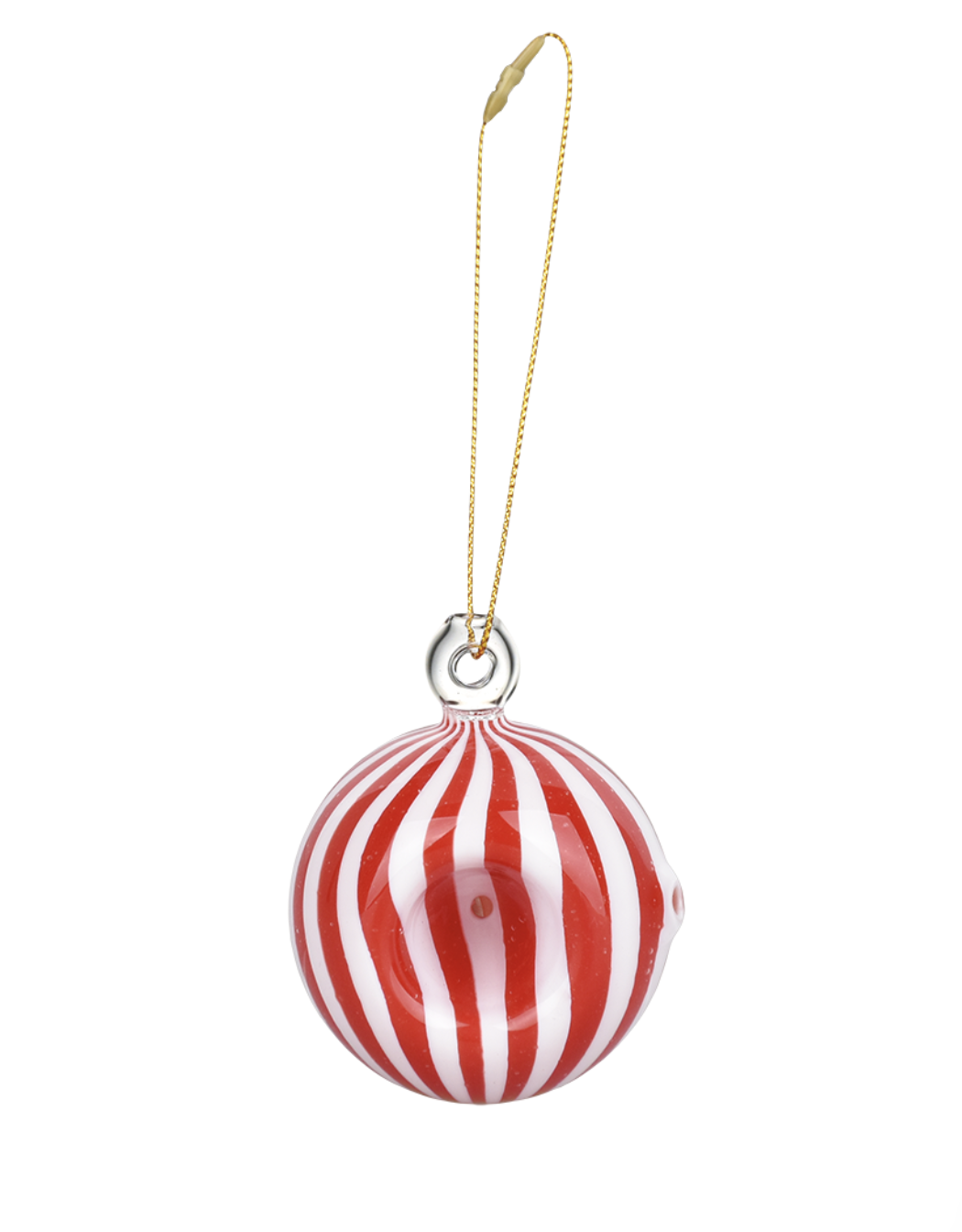 Santa's Secret Hangable Glass Christmas Ornament Hand Pipe | Peppermint