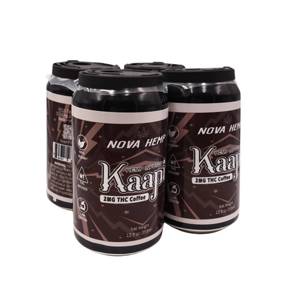 Kaapi Coffee THC infused cold brew multi-pack 2mg THC hemp-infused coffee cans by Nova Hemp