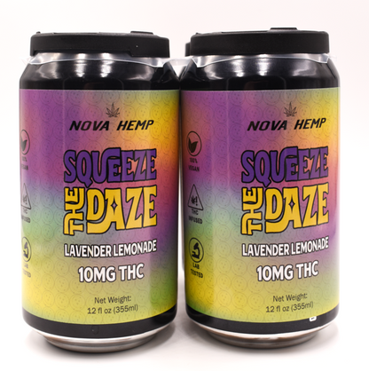 Squeeze The Daze Lemonade lavender THC lemonade 10mg cans from NOVA Hemp
