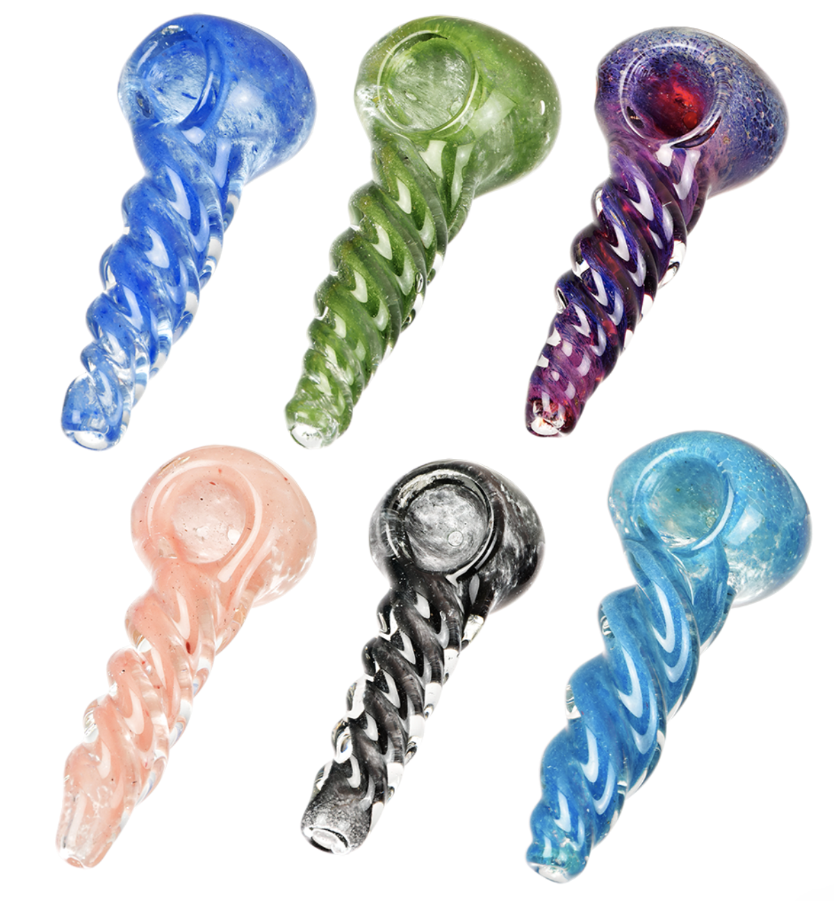 Auger Shell Twist Frit Glass Spoon Pipe