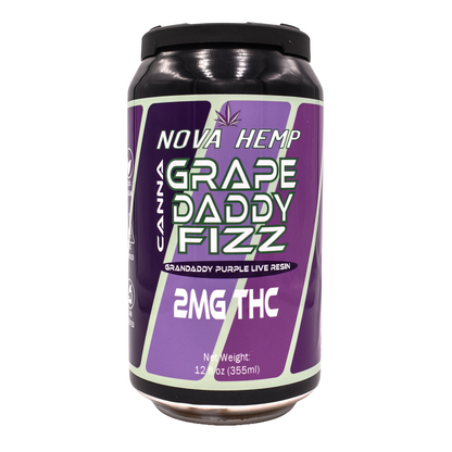 Grape Daddy Fizz THC beverage 2mg THC cannabis-infused soda can by Nova Hemp